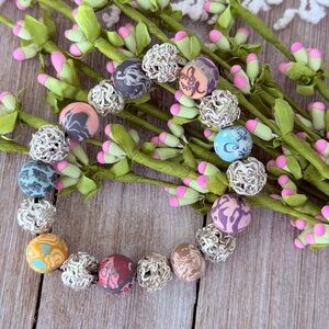 Colorful Beaded Bracelet with Silver Accents